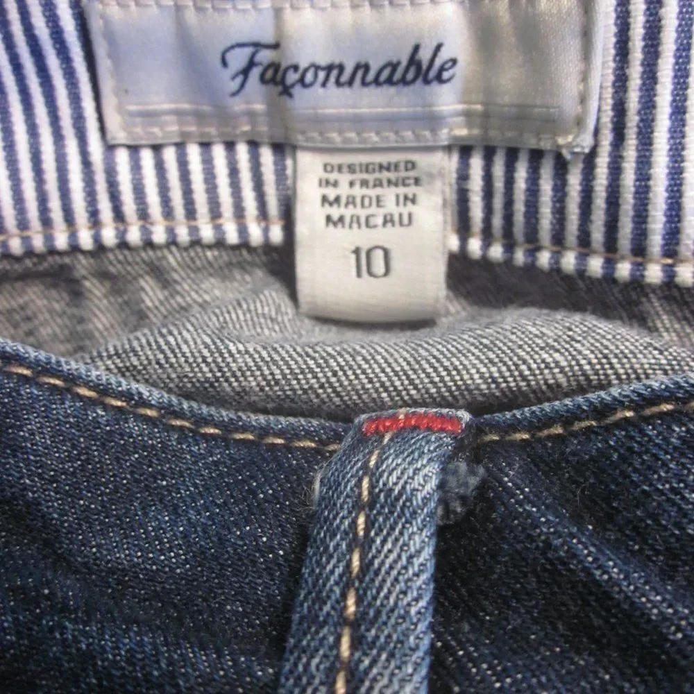Faconnable Womens Size 10 Cropped Dark Denim Jeans Straight Leg 9.5
